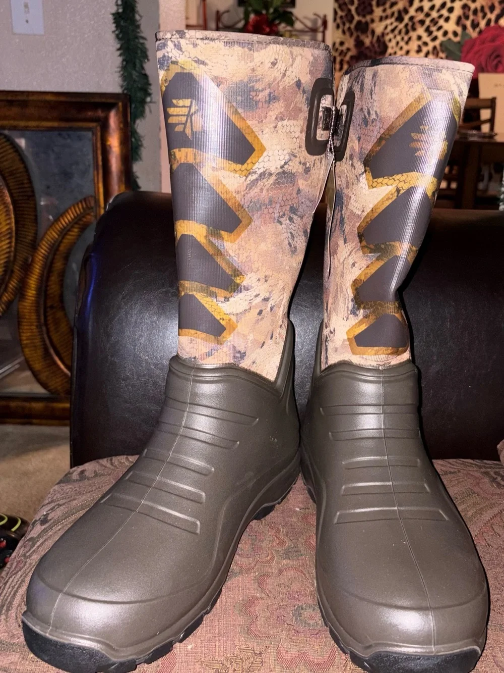 LaCrosse Men's Camo Waterproof Hunting Boots in Brown and Olive
